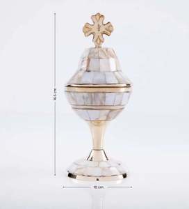 Quemador de incienso de latón más popular al por mayor con nácar liso pulido hogar Hotel Oficina centro de mesa pantalla decorativa - Product Image 3