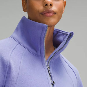 Sweat-shirt en molleton à demi-zip personnalisé, couleur unie, ample, pour femme, à demi-zip, surdimensionné, épaules tombantes, pull à demi-zip - Product Image 3