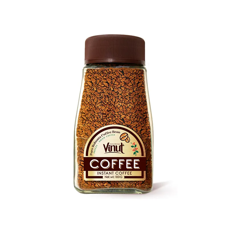 100g Jar VINUT Freeze Dried Instant Coffee Pure Robusta Coffee Vietnam Manufacturer Directory Black Coffee