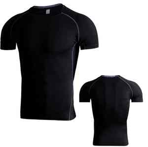 Camiseta Deportiva para Hombre, Atlética, Lavada, Lisa, de Poliéster, Cuello Redondo, Manga Corta, Ajustada, de Secado Rápido, para Gimnasio y Fitness - Product Image 5