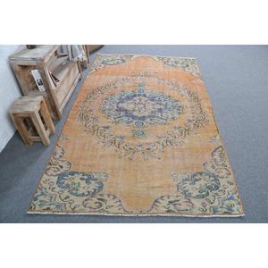 พรมตุรกี, พรมปูพื้นขนาด 4.5x7.3 ฟุต, พรมขนสัตว์สีส้มน้ำเงิน - Product Image 1
