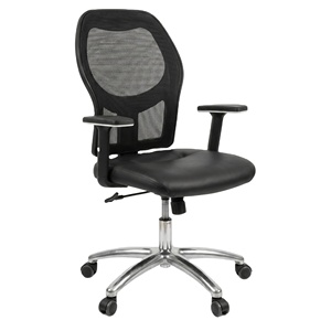 Silla de Oficina Ergonómica Moderna Roza, Ajustable, de Malla y Cuero, con Patas de Acero, para Estudiantes, Empleados, Oficina en Casa, Escuela, Taller - Product Image 1