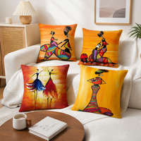 Housse de coussin Safari Africain en polyester doux, imprimé coucher de soleil continent africain, housse de coussin décorative pour canapé