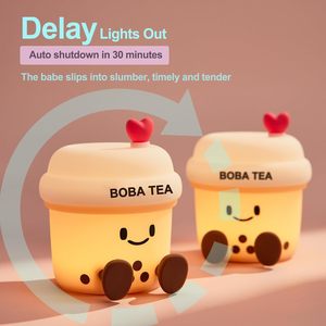 Bubble Tea Night Light Silicone Milk Tea Lamp Cute Dessert Bedside Nursery Light - Product Image 3