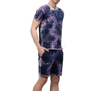 Latest Fashion Breathable Eco-Friendly Polyester/Cotton T-Shirt & Shorts <b>Set</b> for Men Solid Color Adult - Product Image 3