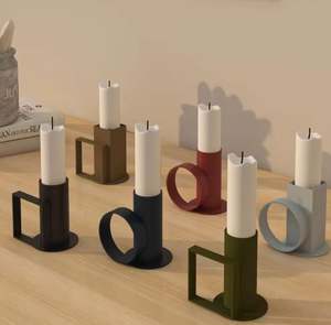 Bougeoir de pilier en verre de candélabre de fer moderne et attrayant de vente chaude pour la boîte de décoration à la maison emballée - Product Image 6