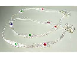 Hermosas Tobilleras Plateadas con Piedras Preciosas de Colores, Tobilleras de Plata de Ley 925 para Mujeres y Niñas, para Usar en Bodas y Fiestas - Product Image 3