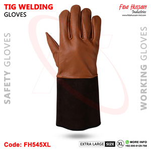 Gants en cuir de chèvre pour le travail industriel pour hommes, très résistants, non doublés, avec pouce à l'aile, bruns, vente à chaud, luvas de soldagem tig - Product Image 4