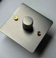 Interruptor de Luz de Latón de Nuevo Diseño, Regulador de Intensidad Doble para Ventilador, Panel de Acero Inoxidable de 500W