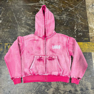 Sudaderas con Capucha Personalizadas con Logotipo Vintage, Lavadas al Ácido, 100% Algodón, para Hombre, Invierno, Unisex, Gruesas, Casuales, con Cremallera - Product Image 3