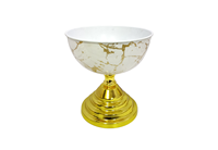 Bol sur piédestal festonné en laiton antique poli, fait main, de luxe, écologique, pour centres de table et événements, base ronde