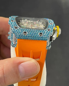 Montre pour homme en édition limitée, style hip-hop, en alliage carré, avec quartz, diamant moissanite, cadran vert et bracelet en caoutchouc, mouvement automatique - Product Image 5