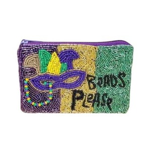 Handmade New Fashionable Mini Zipper Beaded Coin <b>Purse</b> Card Holder Special Festivals <b>Small</b> Wallet for Women Girls-Mardi Gras - Product Image 4