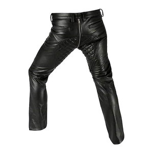 กางเกงหนังของผู้ชายผ้าแคนวาสเอวสูงแบบลำลองลายตรงโลโก้ตามสั่ง - Product Image 3