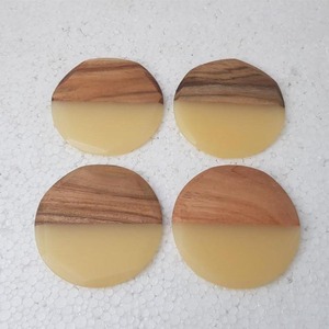 Unique Round Resin & Wooden Tea <b>Cup</b> <b>Mats</b> Pads New Arrival Trendy Design Wooden Resin Coaster/<b>Mats</b> Pads Dinnerware Tabletop Pads - Product Image 1
