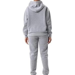 Custom Logo Oversized Hoodies Sweatpants Drop Shoulder 2-Piece <b>Jogger</b> Set <b>Skinny</b> Fit Solid Pattern Blank Sweatshirt Sweatpants - Product Image 6