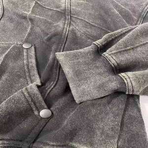 Nouveau Hoodie Homme 2025 Élégant en Coton Polaire à Col Zippé, Effet Délavé Acide et Vieilli, Respirant, Hiver, Service OEM - Product Image 4