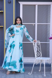 Robe florale pour femmes décontracté Kurtis haut robe vêtements réguliers dernier nouveau concepteur tenue de fête lourd imprimé nouveau Design robe pour dames - Product Image 6