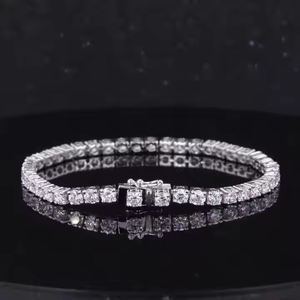 4 MM Lab Grown Diamond Tennis <b>Bracelet</b> in 925 <b>Silver</b> with 10K Rose Gold Accents for Gift on Birthdays Weddings Anniversaries - Product Image 2