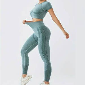 Logo sur mesure Yoga ensemble 1 pièce pour femmes Fitness Gym vêtements Sportswear entraînement Sport mode en gros femmes Legging soutien-gorge - Product Image 1