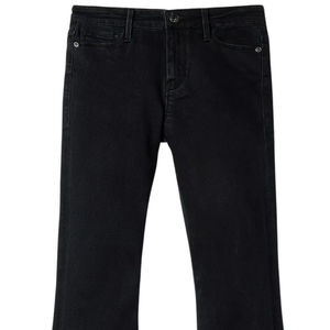 Jeans évasés taille haute, denim extensible noir, coupe slim bootcut, style 5 poches, jeans tendance confortables et élégants pour femmes - Product Image 2