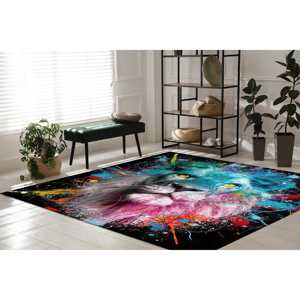 Tapis Lion Coloré : Art Abstrait de la Jungle, Tapis Moderne, Tapis Doux à Poils Longs - Product Image 4