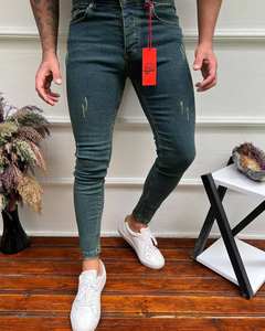 <b>Men</b> Slim Fit Mid Waist Straight Jeans Denim <b>Pants</b> Casual Stretch Softener Colored Wash Fashion Streetwear - Product Image 1