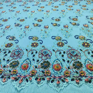 Tela de Encaje con Cuentas de Lujo para Novias, con Patrón de Diamantes 3D y Bordado para Vestidos de Noche - Product Image 1