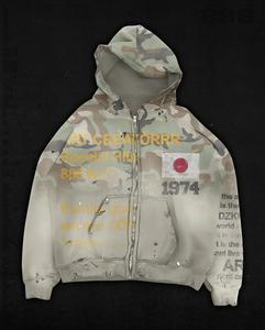 Sudadera con Capucha para Hombre, Gruesa, 500 g/m², 100% Algodón, Lavado Ácido, Gris Desgastado, Bordada, Invierno, Sin Bolsillos - Product Image 6