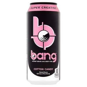 Boisson énergisante Bang Energy Drink Cotton Candy aux saveurs naturelles, 0 calorie, canette de 473 ml, super créatine, boisson sportive et pour les études - Product Image 1