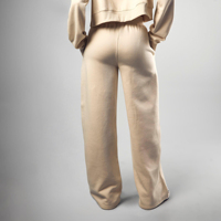 Pantalones de chándal de invierno para mujer, a la moda, informales, de color liso, con cintura elástica, cálidos, gruesos, de poliéster/algodón, con forro polar, talla grande, planos