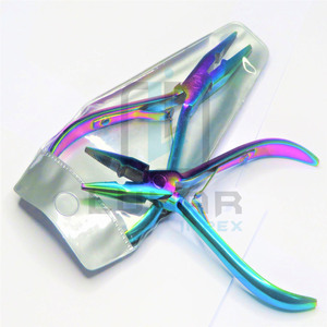 Pince à extensions de cheveux de qualité supérieure pour l'installation d'extensions de cheveux, multicolores arc-en-ciel avec gravure laser du logo, packs personnalisés - Product Image 2