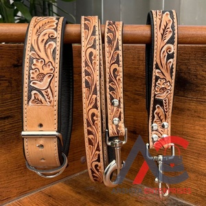 Nuevos juegos de collar de correa para mascotas de cuero genuino hechos a mano personalizados para perros y gatos accesorios personalizados para mascotas productos al por mayor - Product Image 1