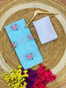 ส่าหรีลายดอกไม้ chinnon สำหรับงานปาร์ตี้และงานแต่งงานงานปักลายดอกไม้สไตล์อินเดีย - Product Image 6