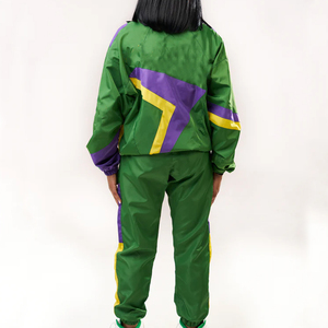 Conjunto cortavientos de dos piezas al por mayor con forro de malla y cremallera logotipo bordado estampado ropa deportiva chándal para mujer con OEM - Product Image 2