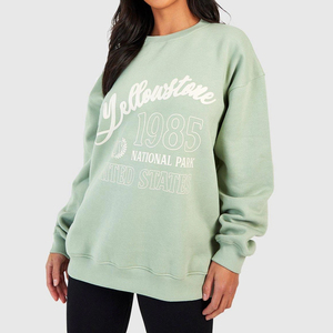 Sudadera de algodón con cuello redondo y estampado de forro polar para mujer, estilo urbano de invierno, transpirable, de secado rápido, talla grande - Product Image 3