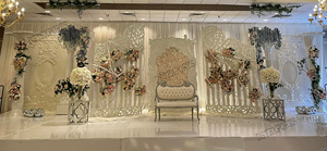 Classy Wedding Golden Reception Stage Indian Wedding <b>Engagement</b> Stage Glamorous South Asian Wedding Stage - Product Image 4