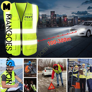 سترة أمان بلا أكمام جيوب محمولة مخصصة سترات عمل بلا أكمام متعددة الجيوب للرجال مرحبا فيس عاكس للبناء - Product Image 5