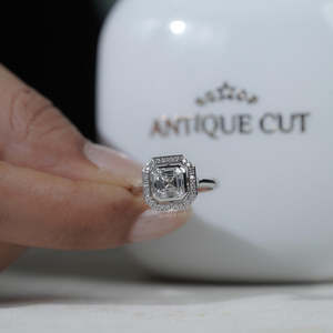 Asscher Cut <b>Diamond</b> Halo Engagement <b>Ring</b> in White Gold with Bezel Set <b>Diamond</b> <b>Rings</b> Product Category - Product Image 6