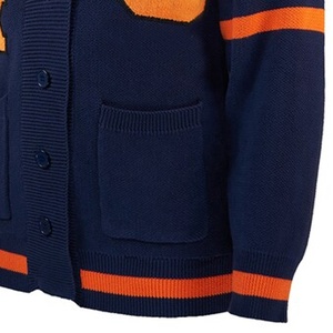 Hiver Femmes Logos Personnalisés Cardigan Tricoté Pull Col V Chenille Broderie Patchwork avec Bouton Décoration - Product Image 6