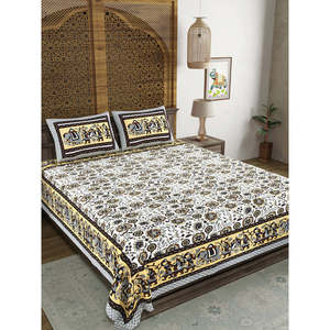 BLOCKS INDIA Sanganeri imprimé coton Viscose économie King Size ensemble de draps 18 coussins décoratifs 225X270 CM SAPHIR - Product Image 5
