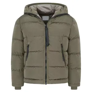 Vêtements de travail d'hiver à logo personnalisé pour hommes veste bouffante imperméable coupe-vent matelassée à capuche en toile à col montant vêtements de travail d'hiver - Product Image 1