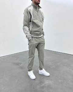 ชุดวอร์ม2ชิ้นเสื้อกางเกงโพลีเอสเตอร์ของผู้ชายชุดเสื้อแจ็คเก็ตผ้าไนลอนแบบสั่งตัด - Product Image 3