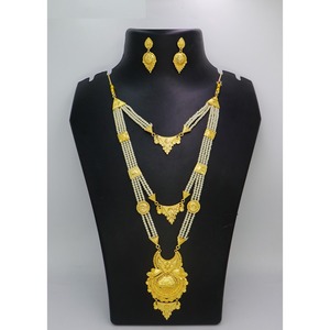 Bijoux antiques indiens plaqué or à la mode en laiton pur bijoux de mariage de mariée indiens ensemble de colliers de haute qualité - Product Image 1
