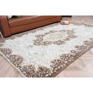 5.4x7.8 ft Rug, Vintage Rug, Turkish <b>Brown</b> <b>Wool</b> Southwestern Rug - Product Image 1