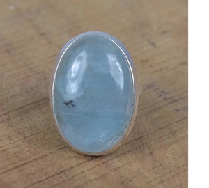 Anillo de forma ovalada de Aguamarina Natural, Plata de Ley 925 hecha a mano, joyería elegante de piedras preciosas, piedra natal de marzo, regalo de Navidad - Product Image 2