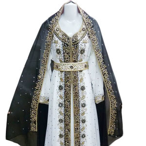 Multicolor Zari piedra trabajo Georgette estilo islámico vestido cuentas incrustadas fiesta farasha - Product Image 1