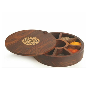 Wholesales Supply Wooden Spice Boxes for Kitchen Available Handmade Wooden Masala Box at Affordable <b>Price</b> - Product Image 3