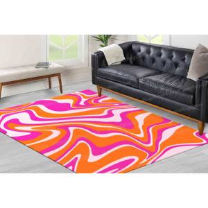 Psychedelic Pattern Printed <b>Rug</b> - Vibrant Modern Home Decor,Nonwoven Soft <b>Rug</b> - Product Image 2