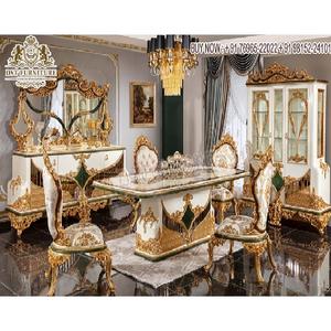 Villa de lujo de madera de teca, muebles de comedor hechos a mano, juego de mesa de comedor tradicional, juegos de comedor de madera de teca tallada doble real - Product Image 1